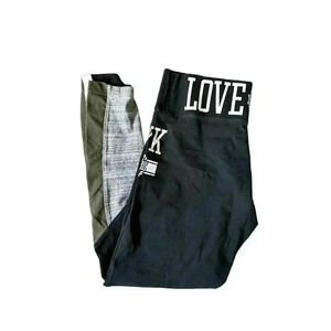 Victoria’s Secret PINK line Black and Olive Green Yoga Pants Medium